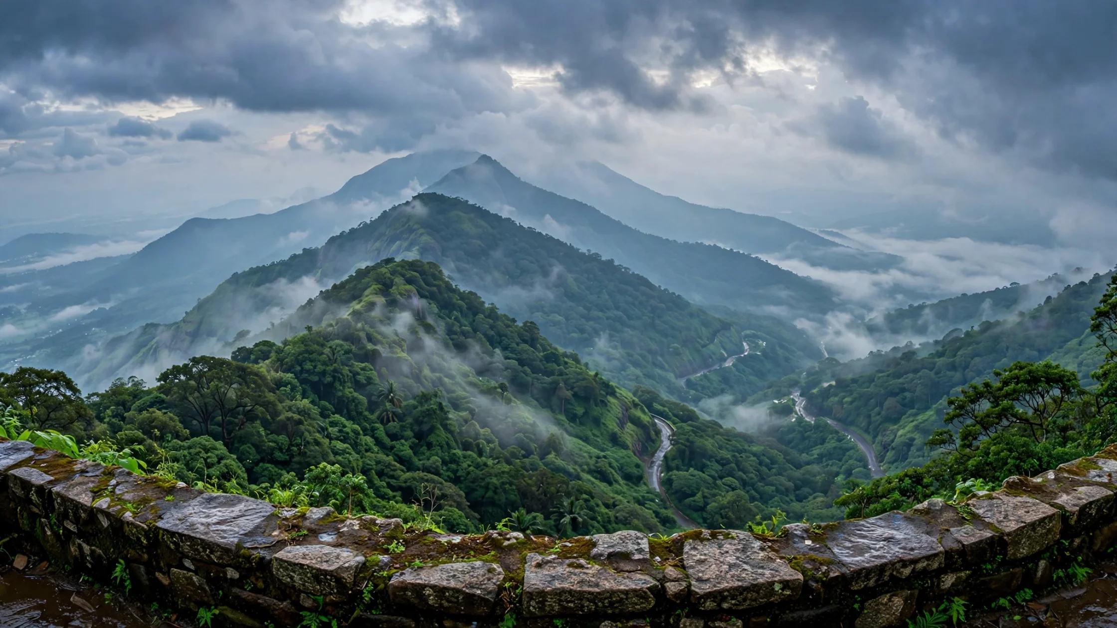 Panoramic view from Bisle Ghat viewpoint on Sakleshpur to Kukke Subramanya route